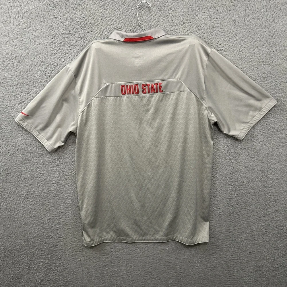 Ohio State Buckeyes Shirt Medium Gray Red‎ Polo Performance Adult Nike Dri Fit
